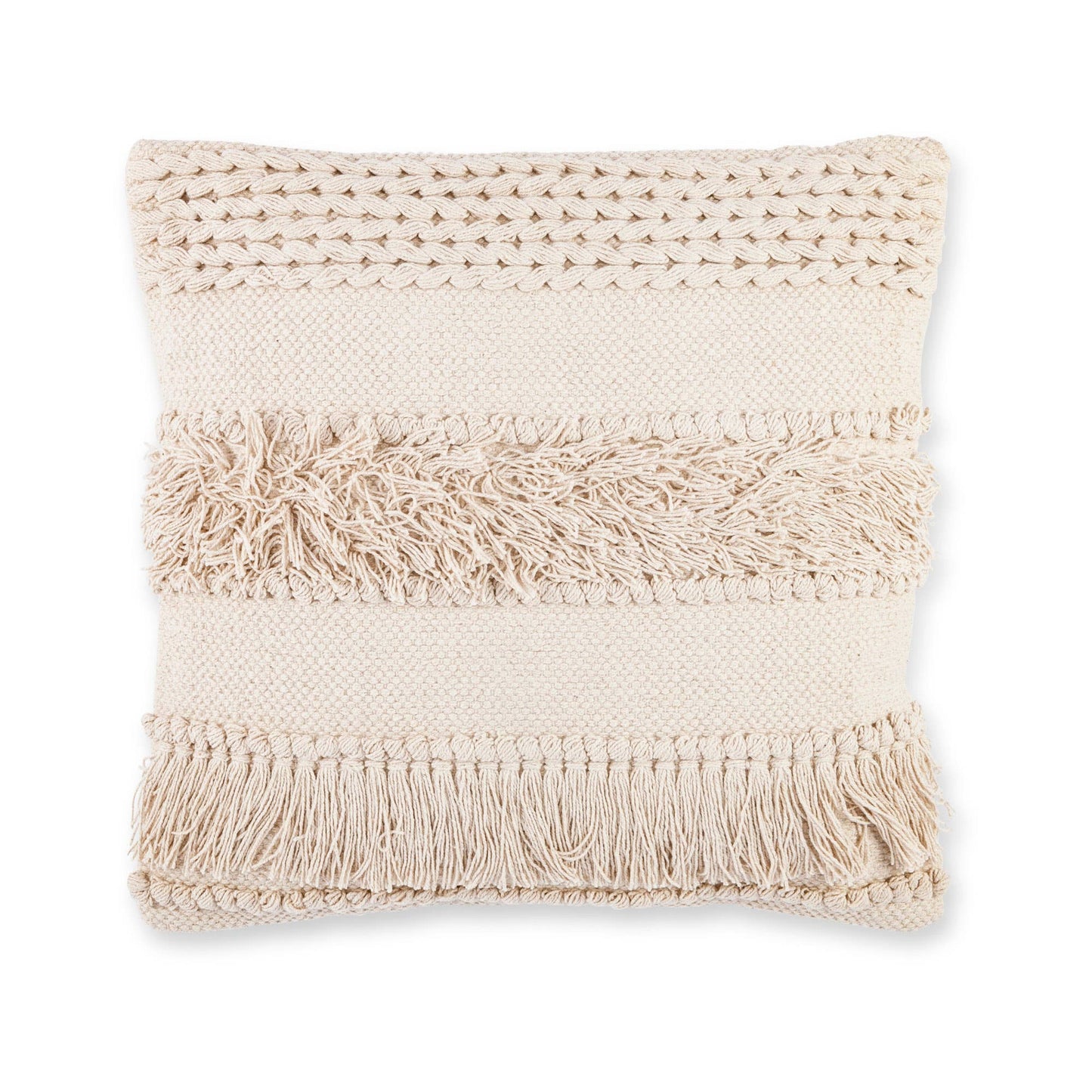 Park Hill Collection Cotton Woven Fringe Square Pillow