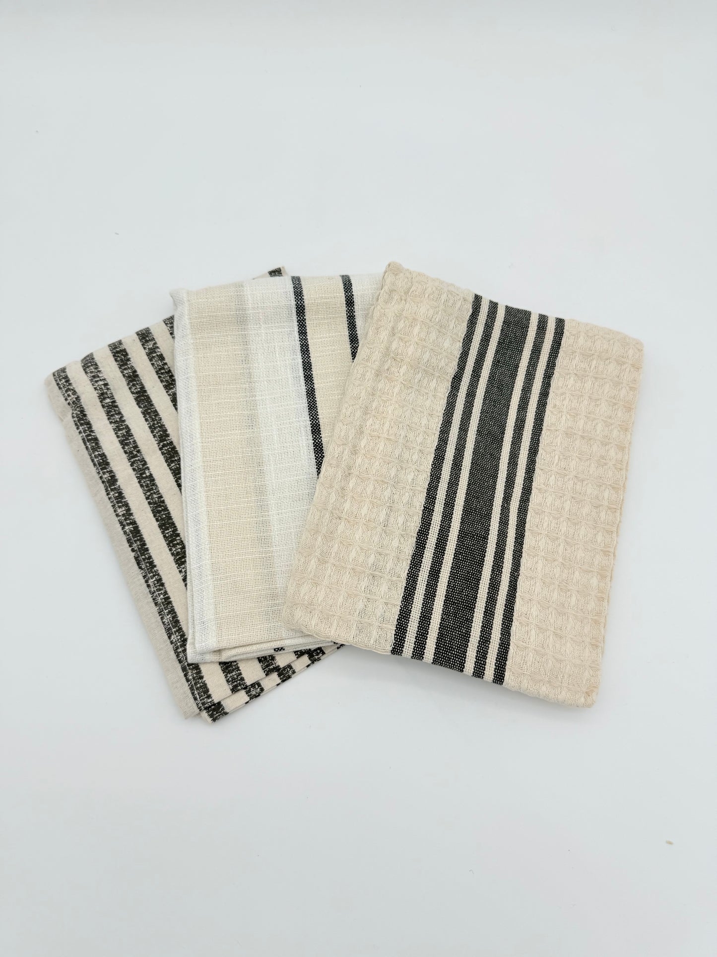 Woven Cotton Tea Towel with Stripes (Styles will vary)