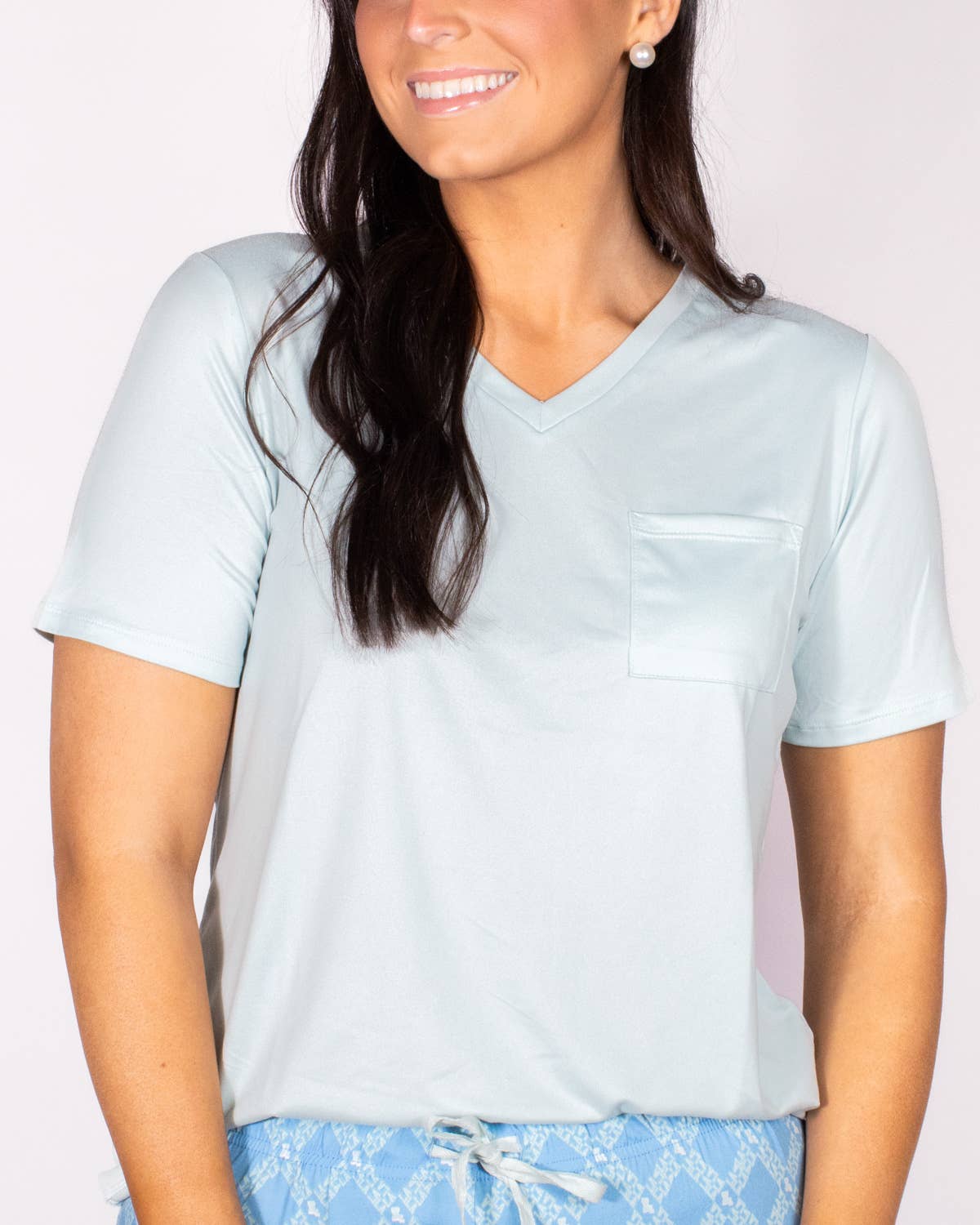 Highlands V-Neck Pocket Tee   Sky   -Asst.: Small
