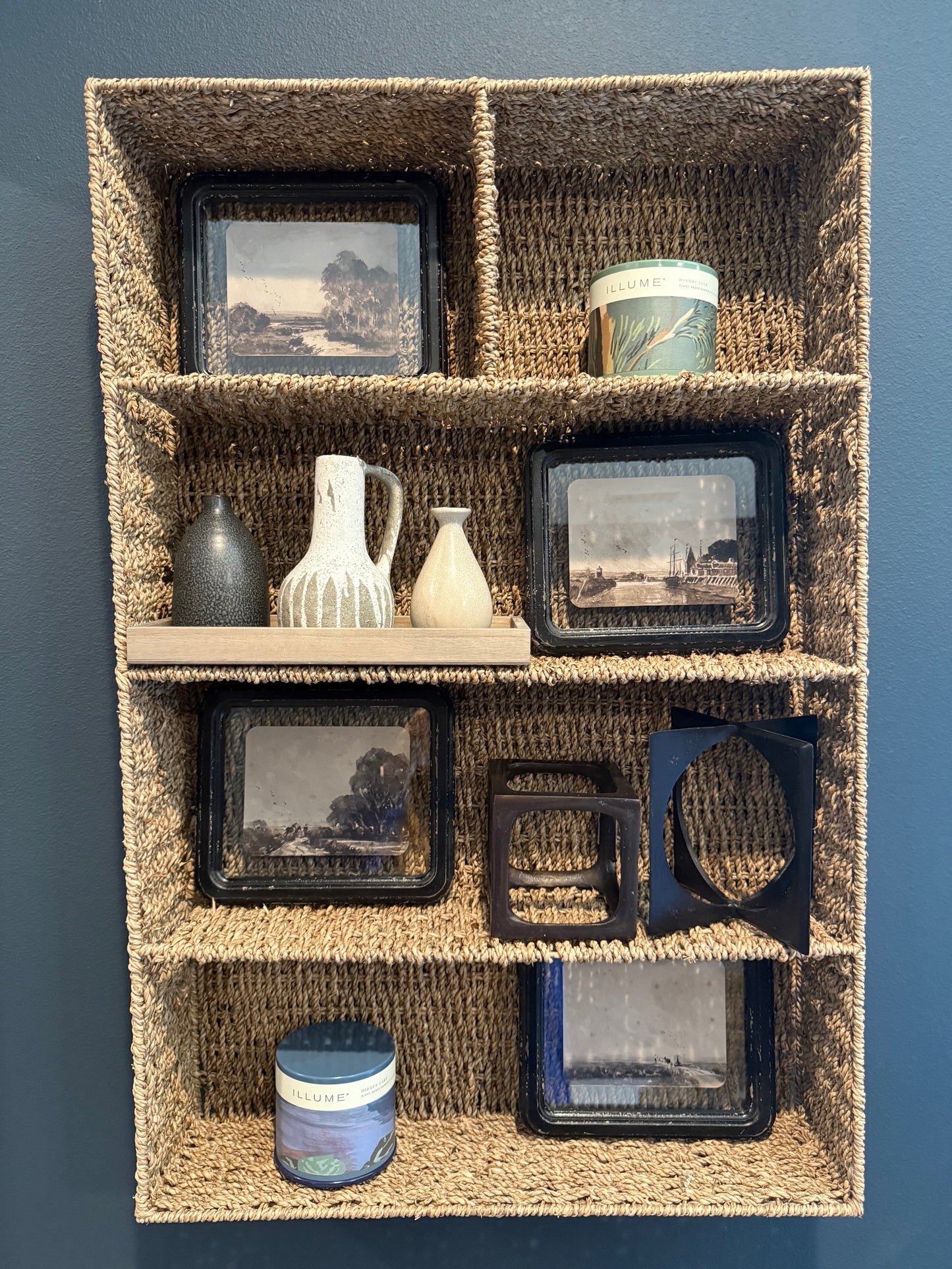 Hand Woven Seagrass basket with 5 Sections