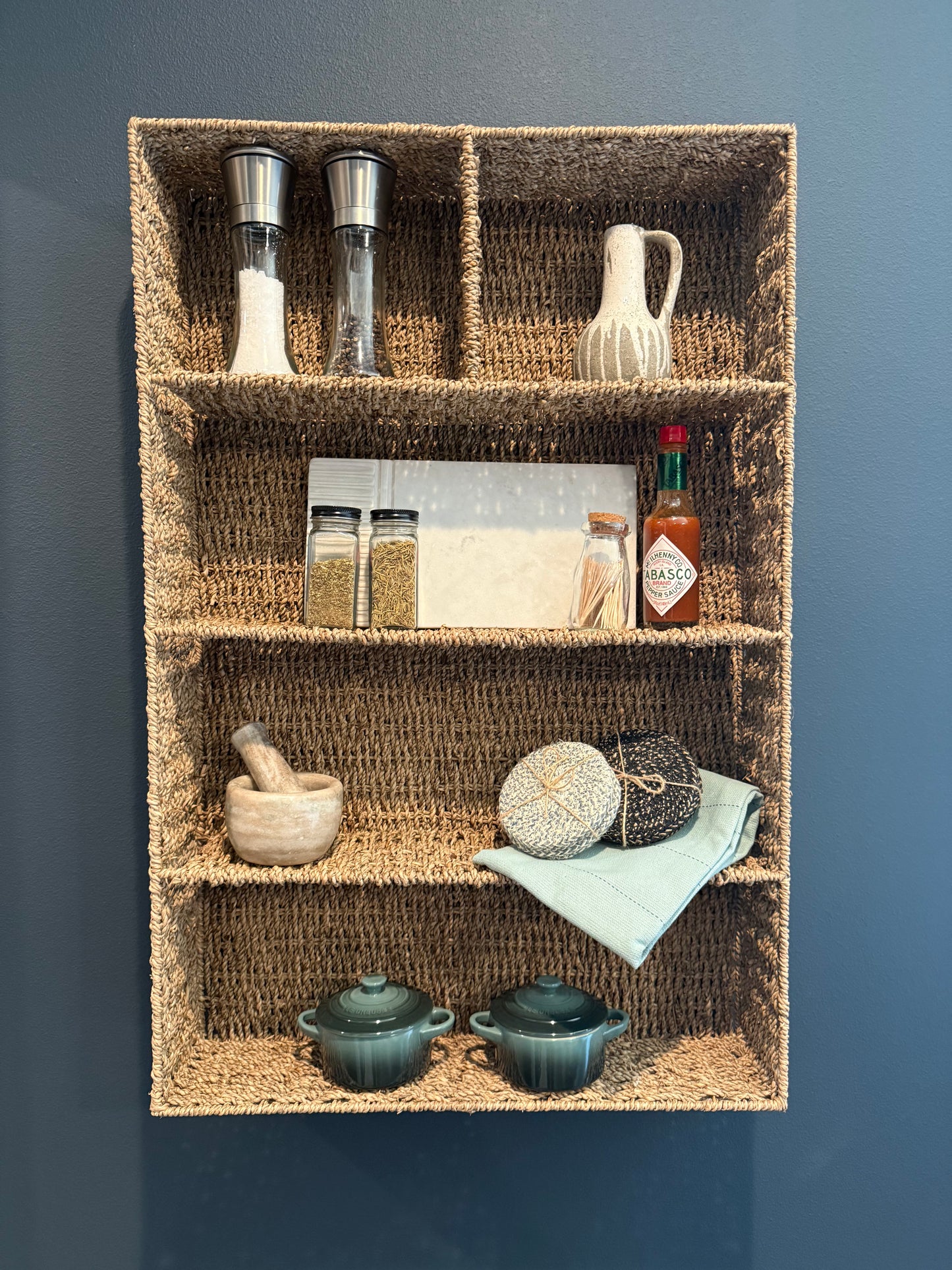 Hand Woven Seagrass basket with 5 Sections