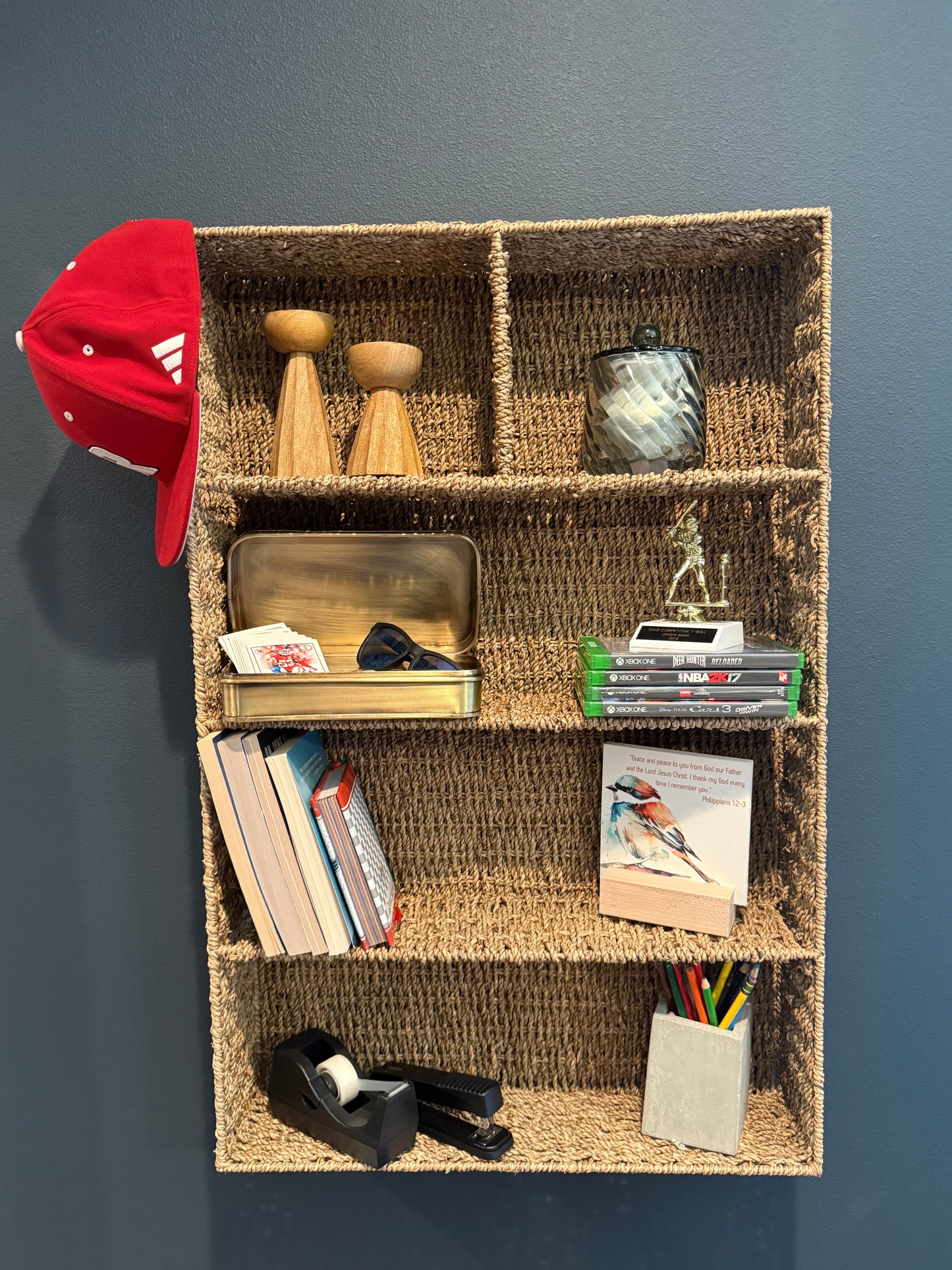 Hand Woven Seagrass basket with 5 Sections