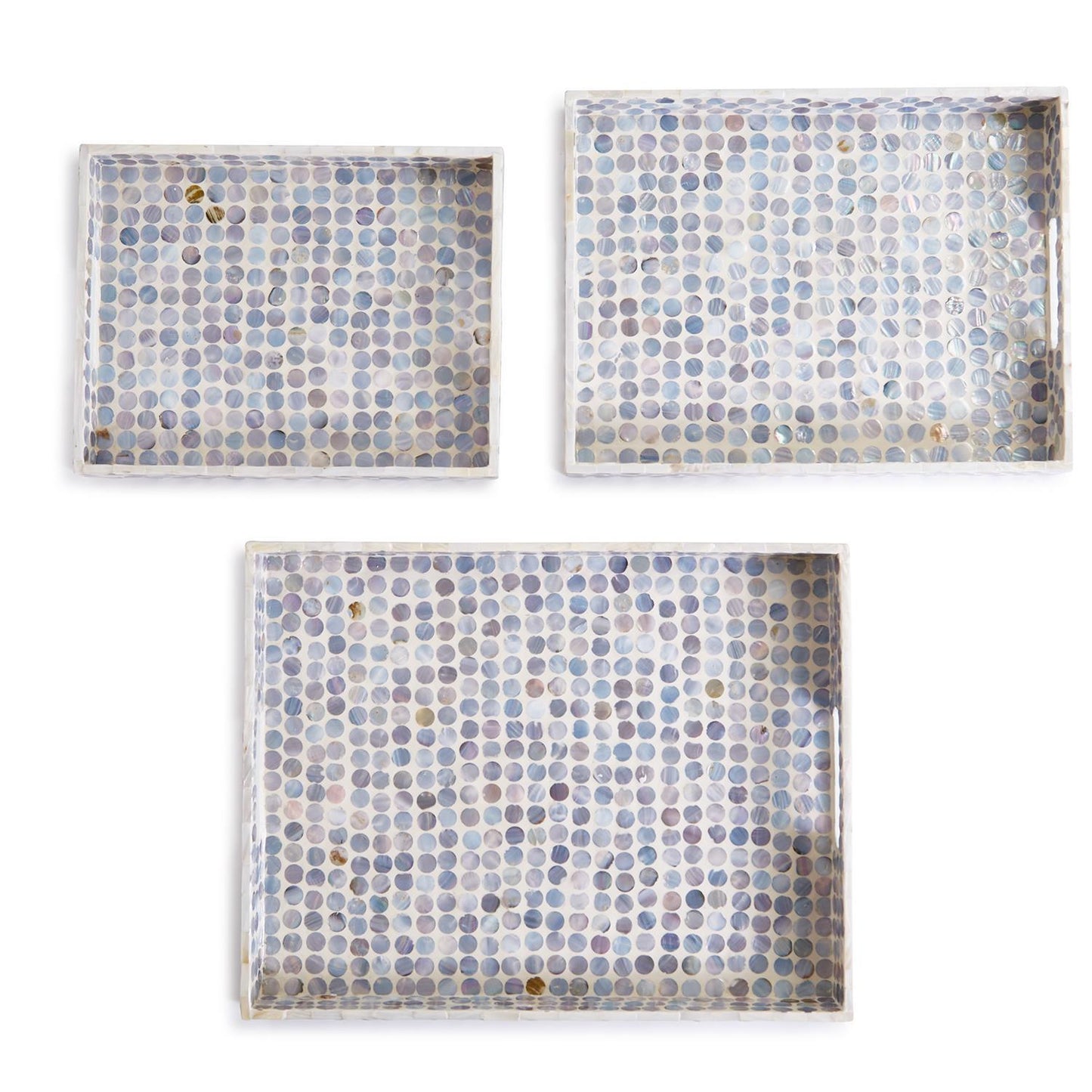 Mother of Pearl Gallery Tray with Dot Pattern-Large Rectangle