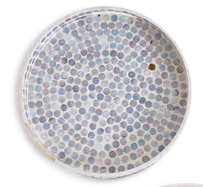Mother of Pearl Gallery Tray with Dot Pattern-Medium Round