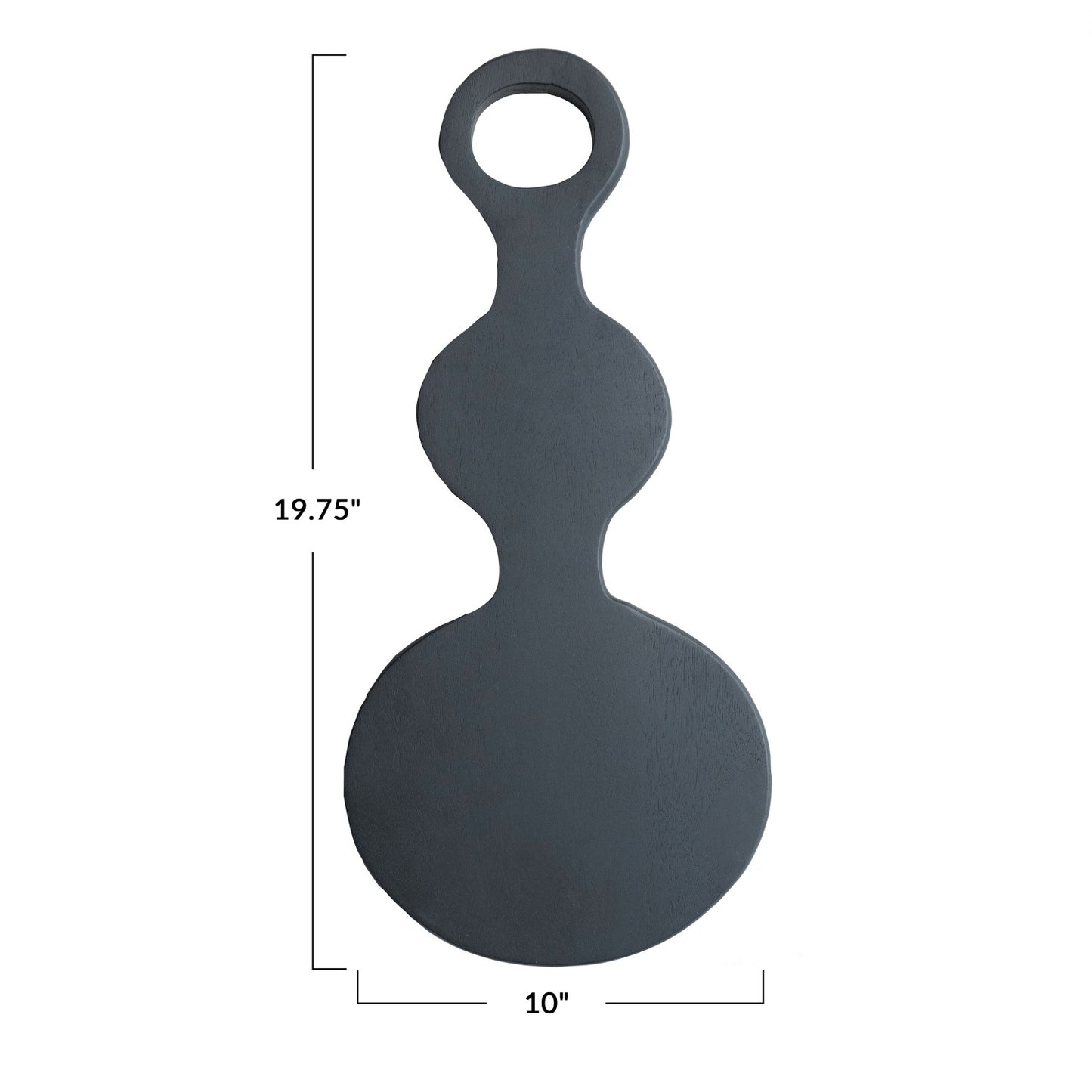 Mango Wood Abstract Shaped Cheese/Cutting Board w/ Handle, Black