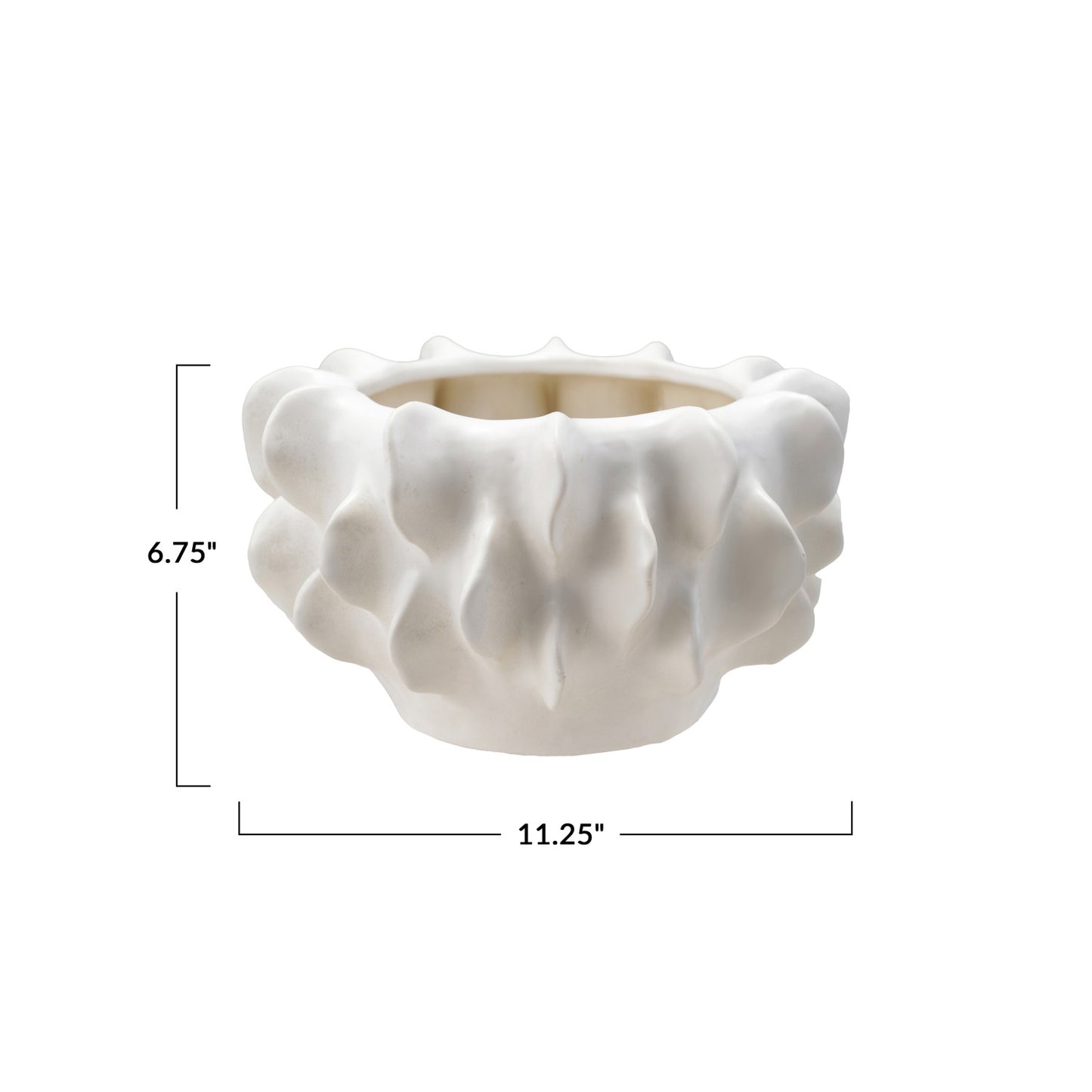 Stoneware Sculptural Planter, Matte White (Holds 7" Pot)