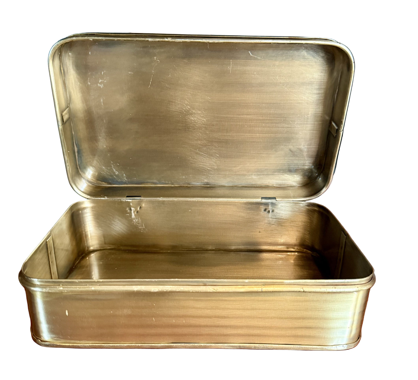 Decorative Metal Box, Antique Brass Finish, Large