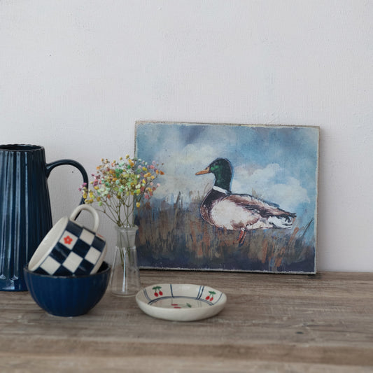 Canvas Wall Décor w/ Duck Image, Distressed Finish