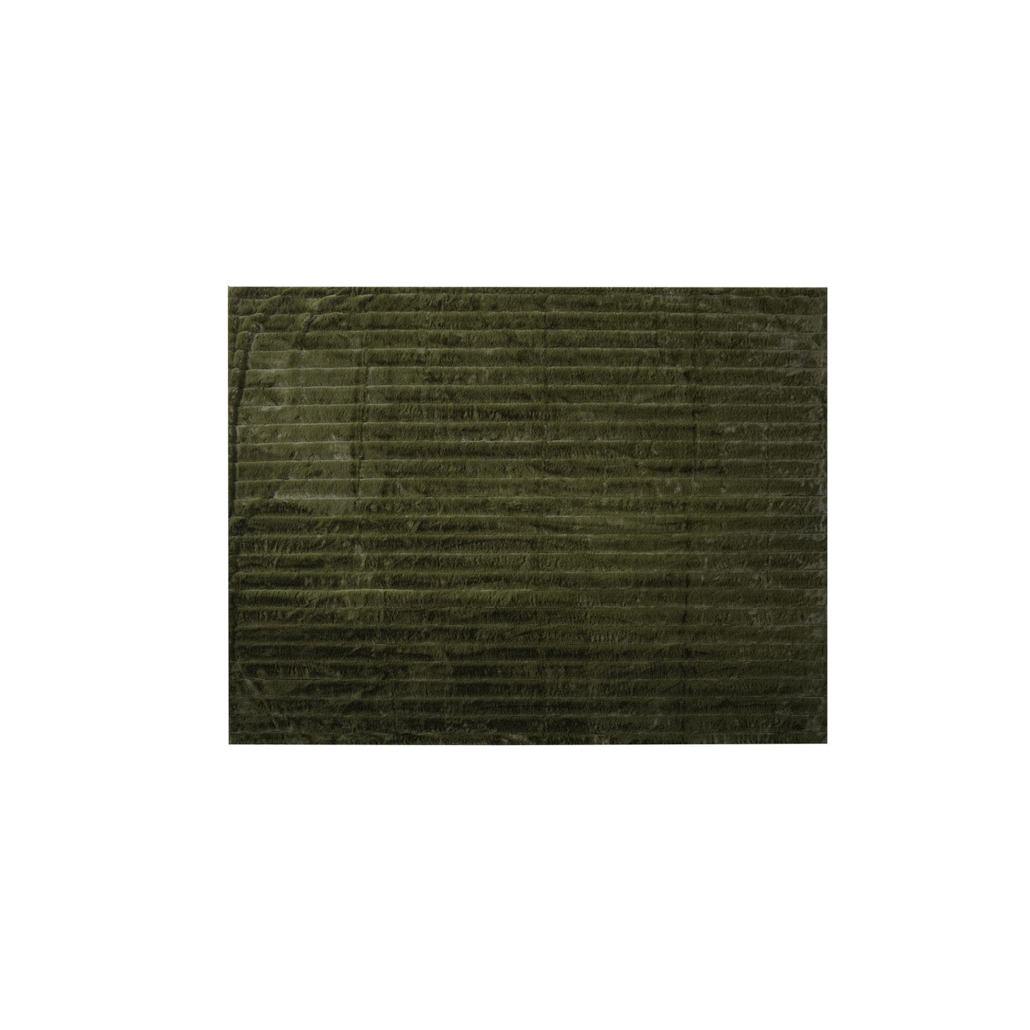 Faux Fur Ribbed Throw with Velvet Back, Green