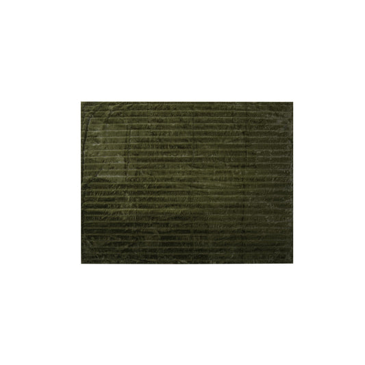 Faux Fur Ribbed Throw with Velvet Back, Green