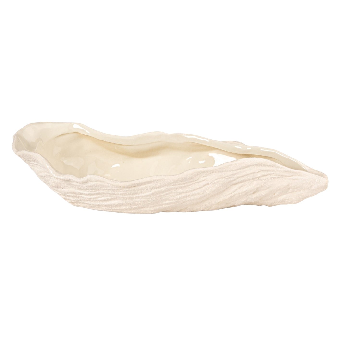 Stoneware Oyster Shell Shaped Bowl & Unglazed (Each Will Vary)