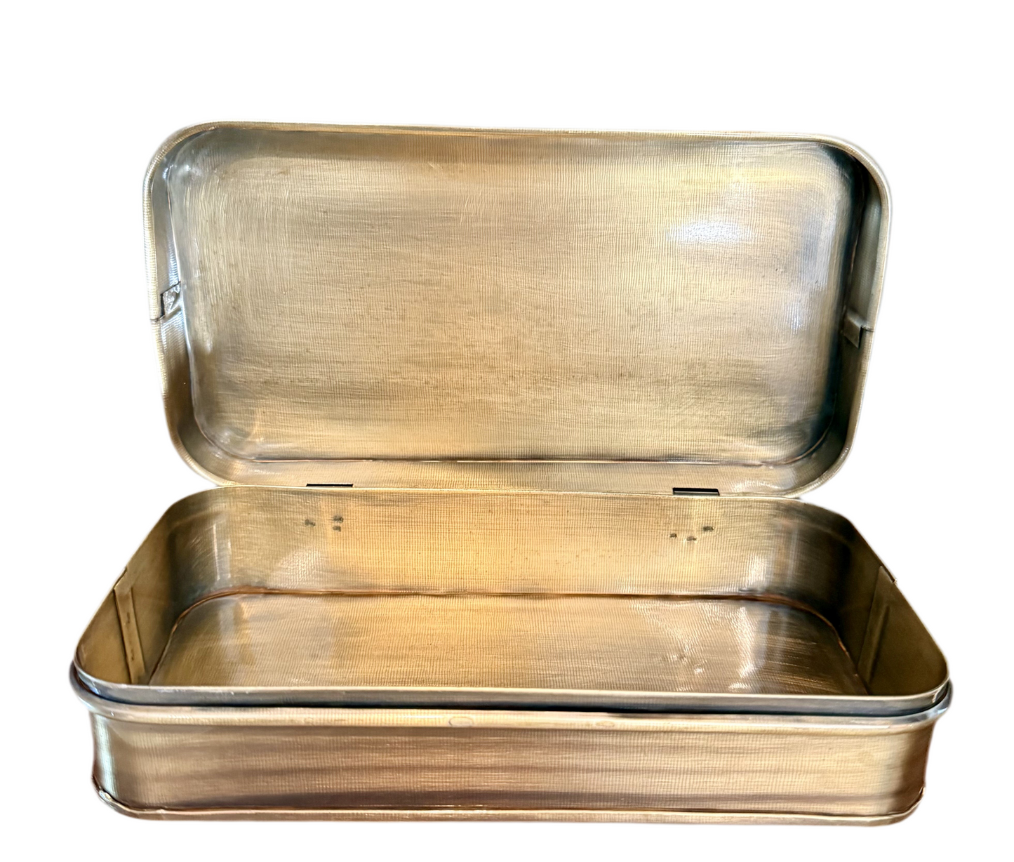 Decorative Metal Box, Antique Brass Finish, Small