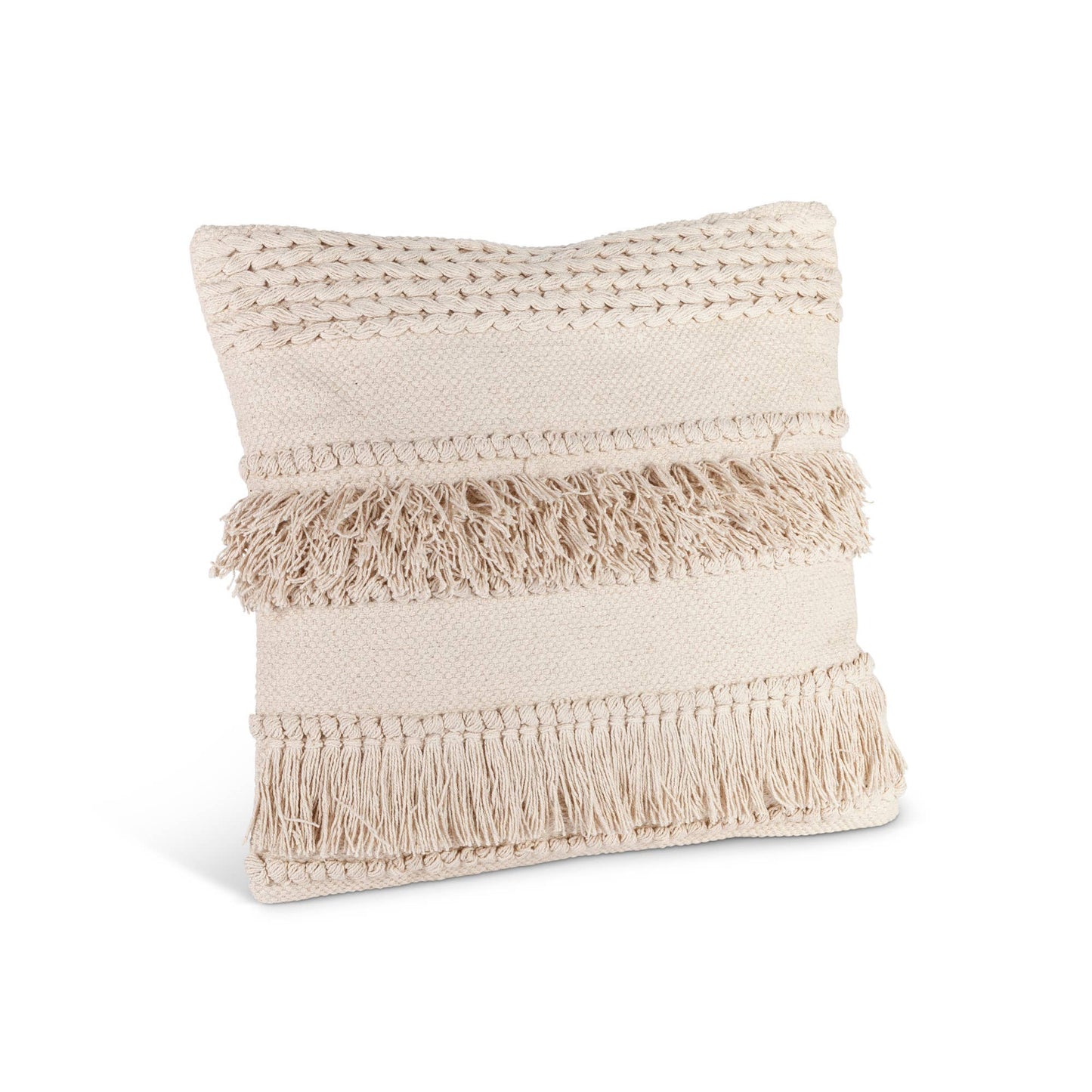 Park Hill Collection Cotton Woven Fringe Square Pillow