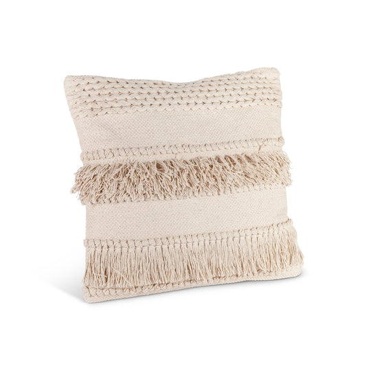 Park Hill Collection Cotton Woven Fringe Square Pillow