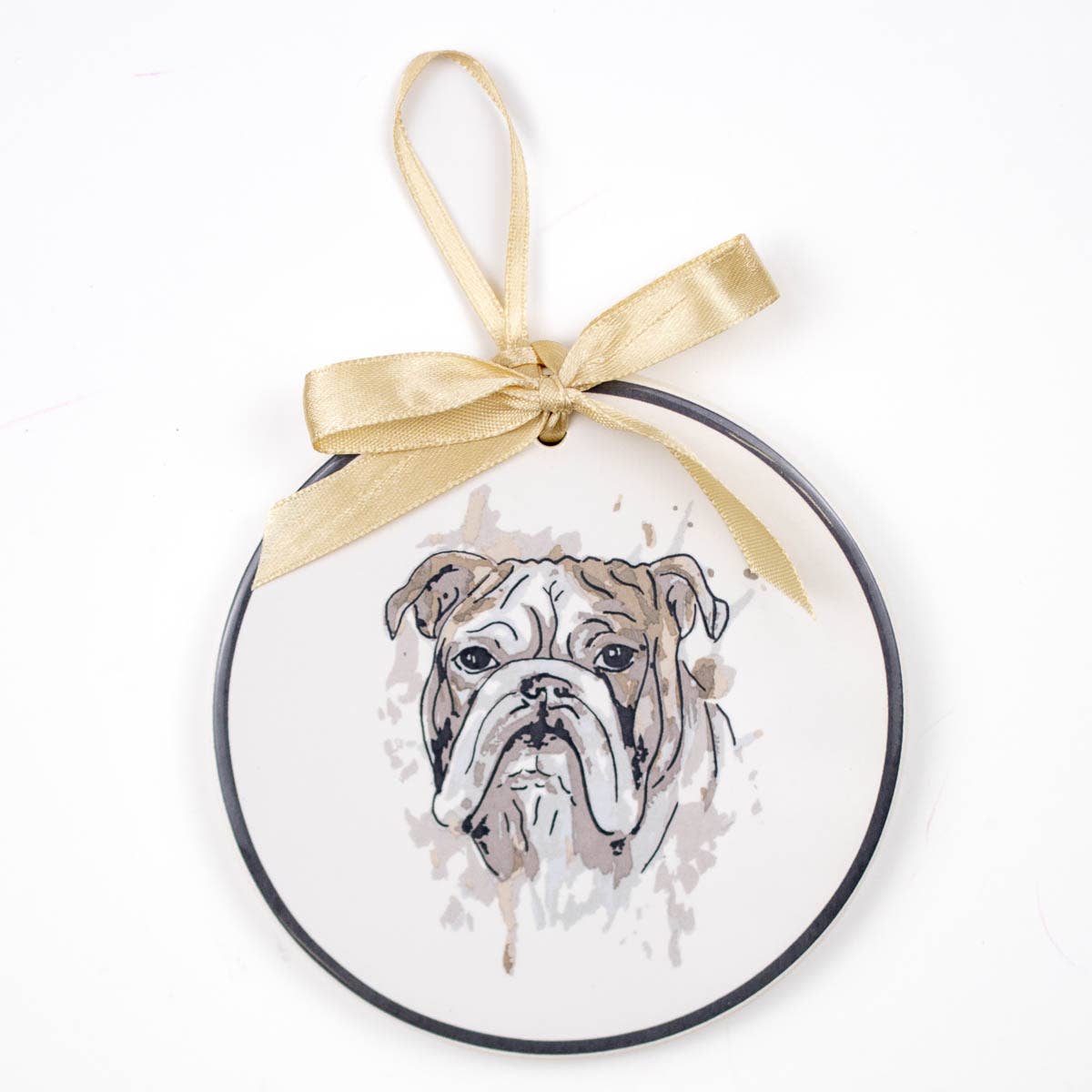 Bulldog Love Ornament   White/Multi   4"
