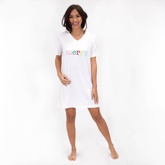 Merry Sleep Shirt   White/Multi   -Asst.: XSmall