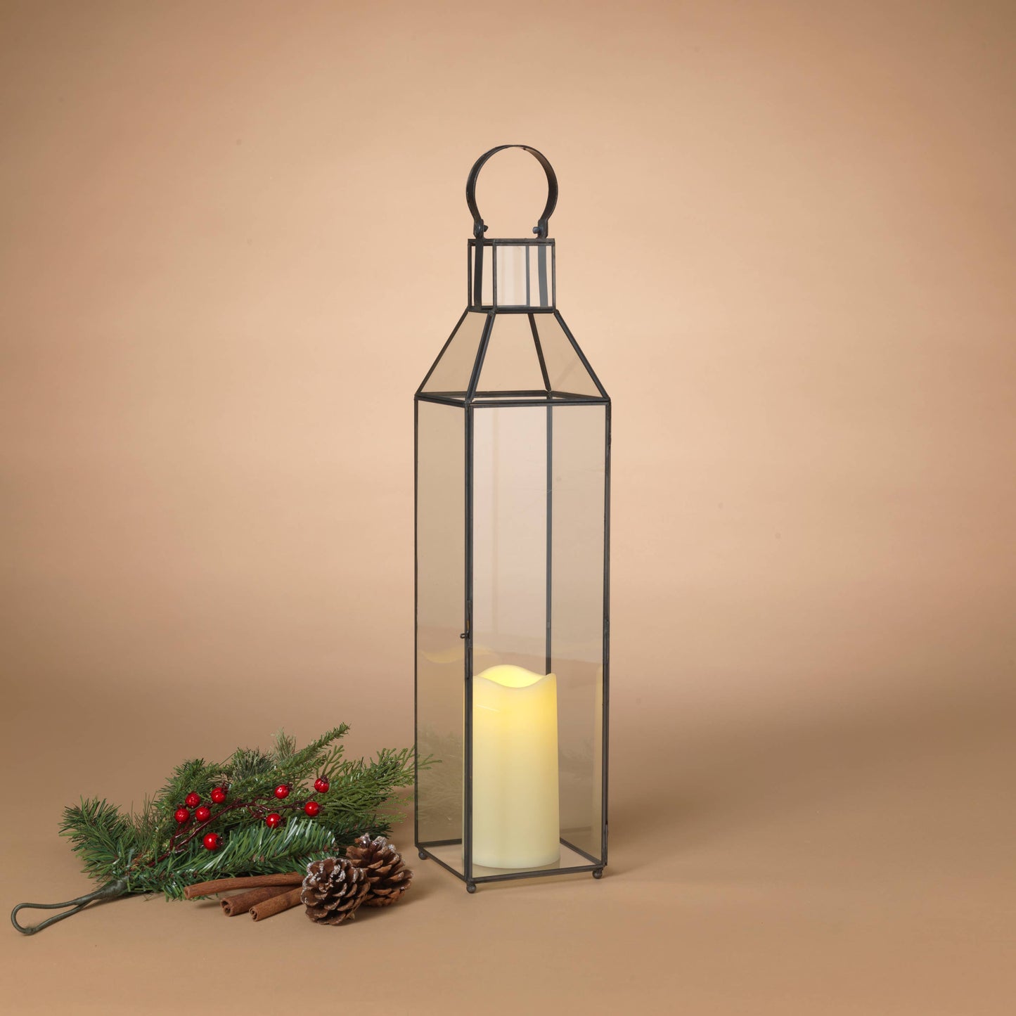 22.4"H Metal & Glass Lantern