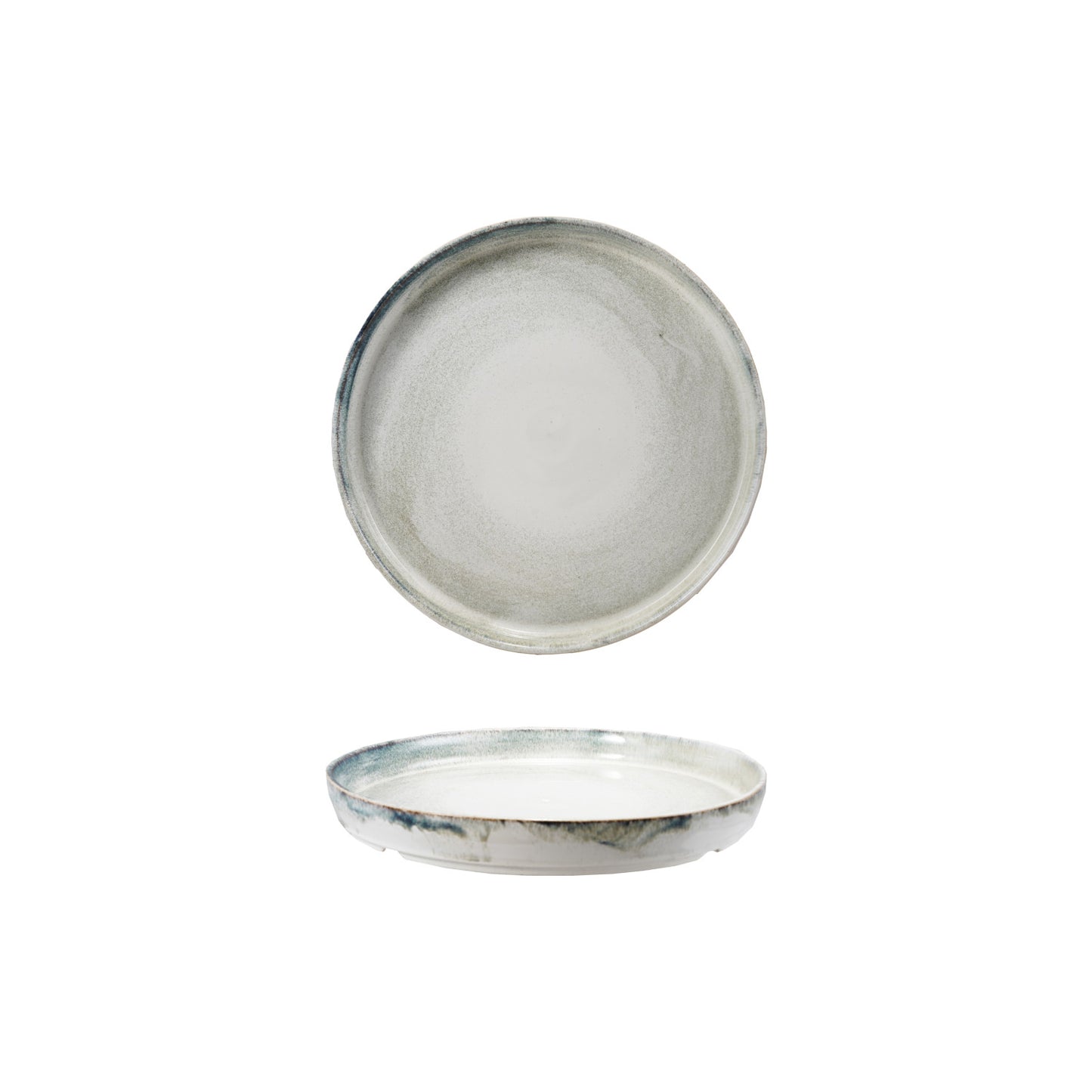 Stoneware Platter, Reactive Glaze, Blue & White (Each One Will Vary)