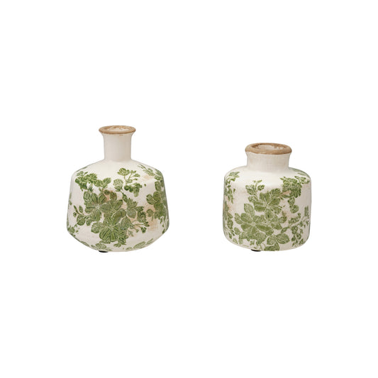 Stoneware Vase with Botanicals (Each One Will Vary)