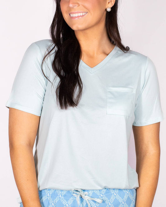 Highlands V-Neck Pocket Tee   Sky   -Asst.: Large
