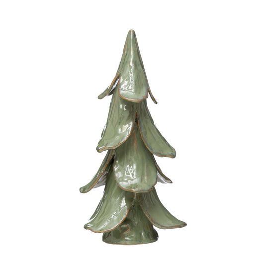 Handmade Stoneware Tree, Reactive Glaze, Mint Color