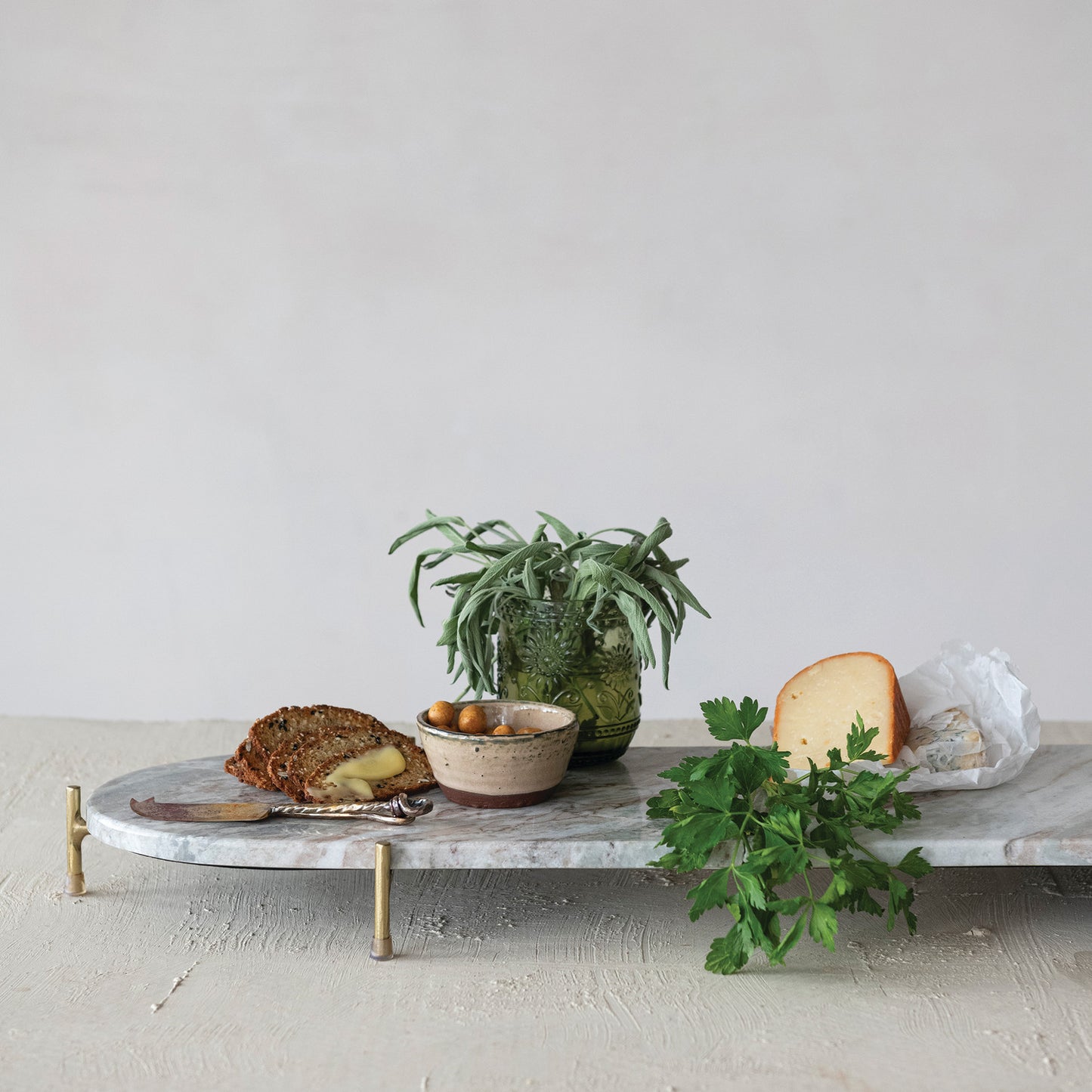 Oval Decorative Marble Tray with Stand (each will vary)