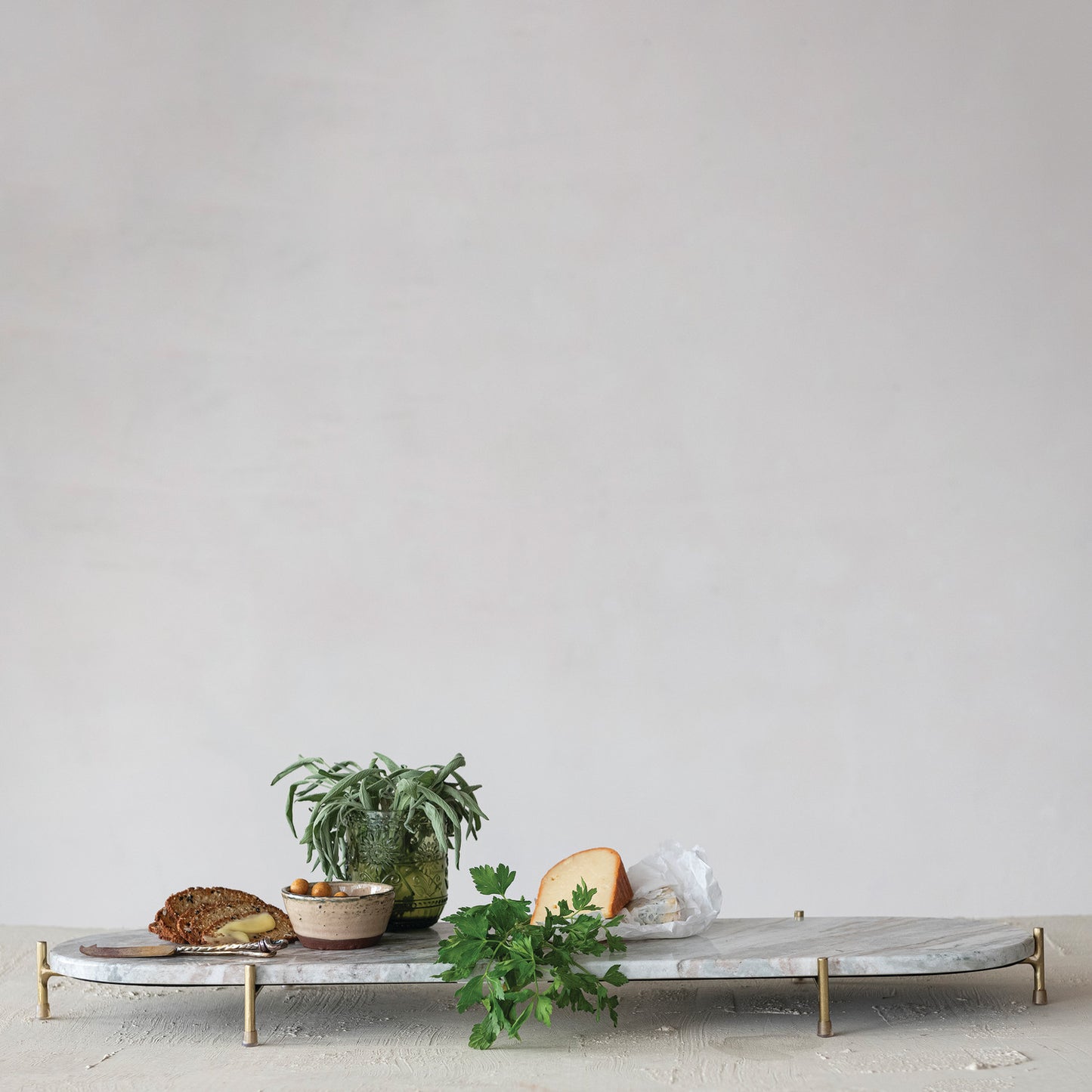 Oval Decorative Marble Tray with Stand (each will vary)