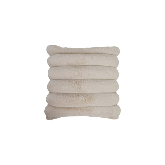 18" Square Faux Fur Pillow with Channel Stitch & Velvet Back