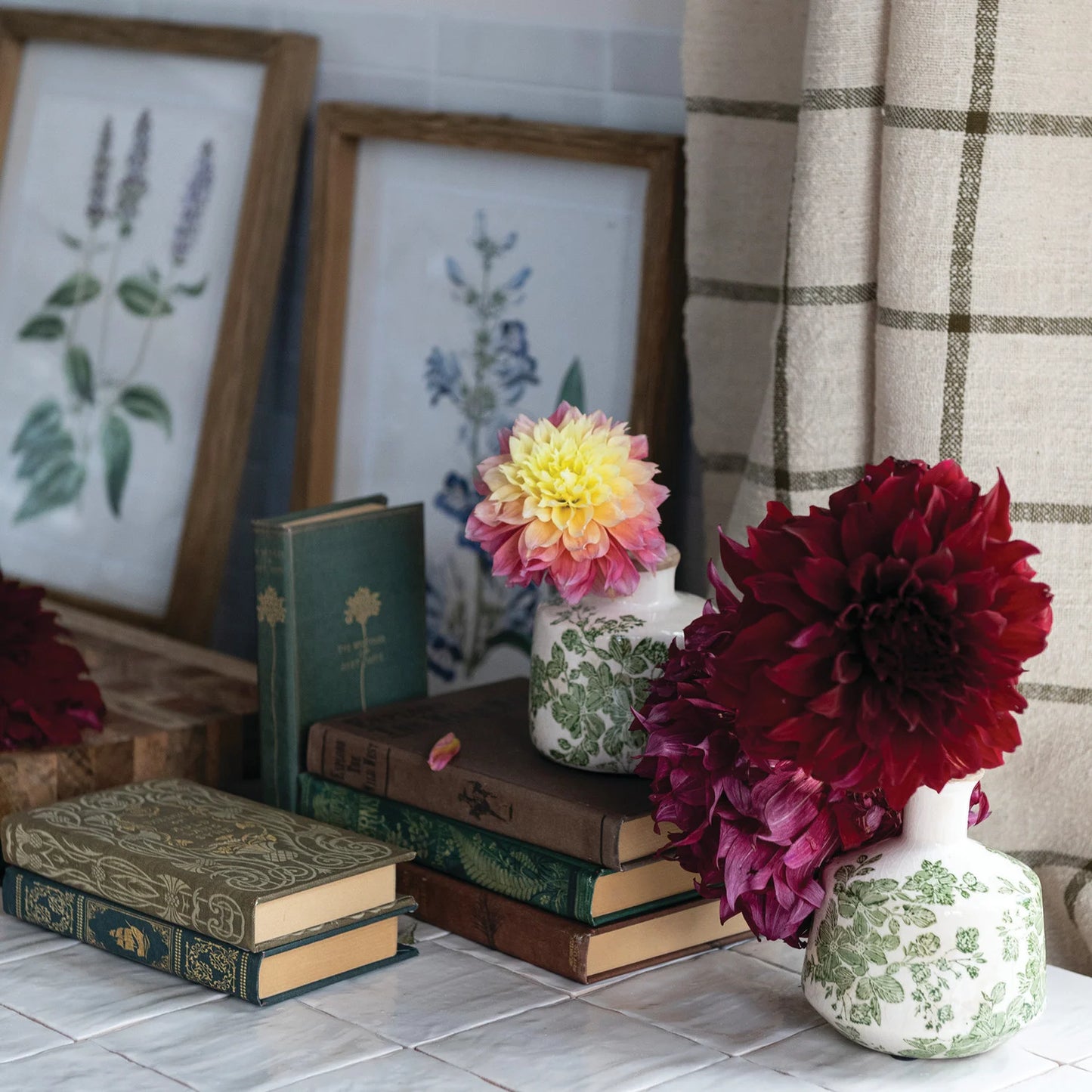 Stoneware Vase with Botanicals (Each One Will Vary)
