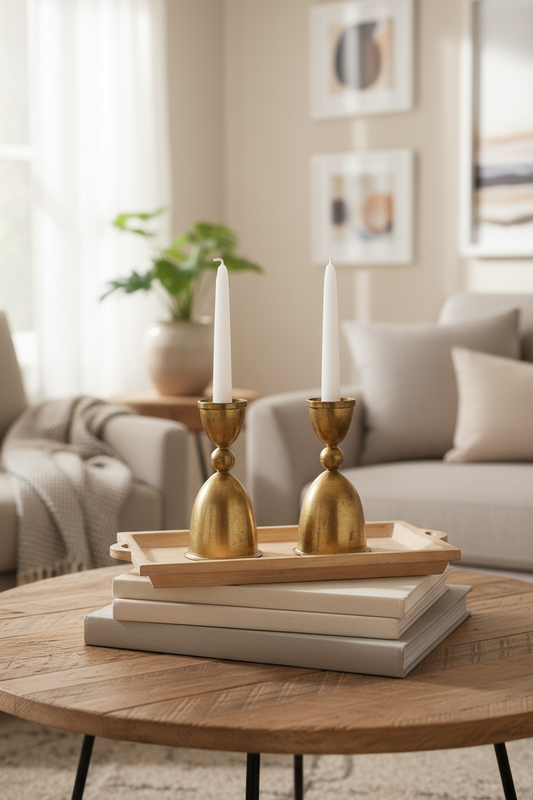 Metal Taper Holder, Distressed Brass Finish