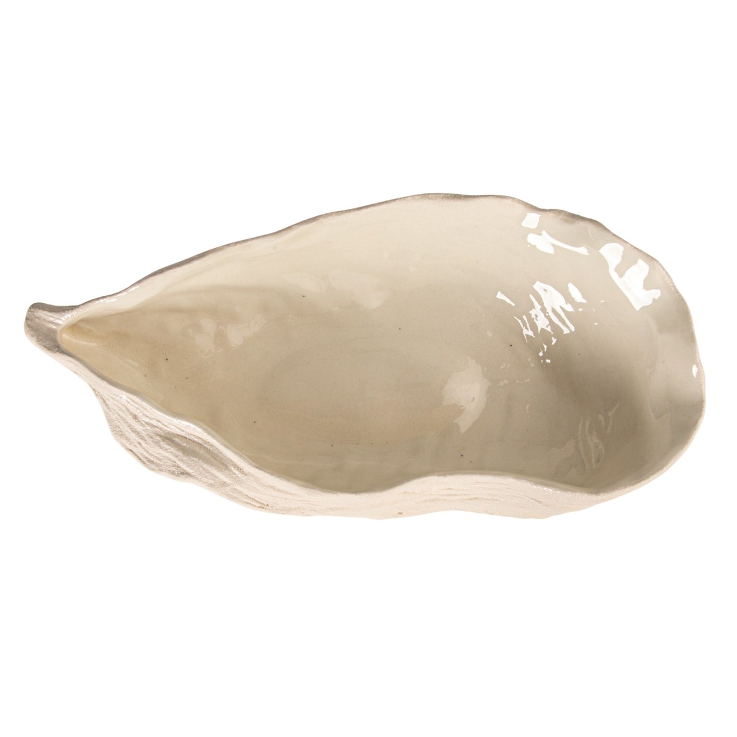 Stoneware Oyster Shell Shaped Bowl & Unglazed (Each Will Vary)