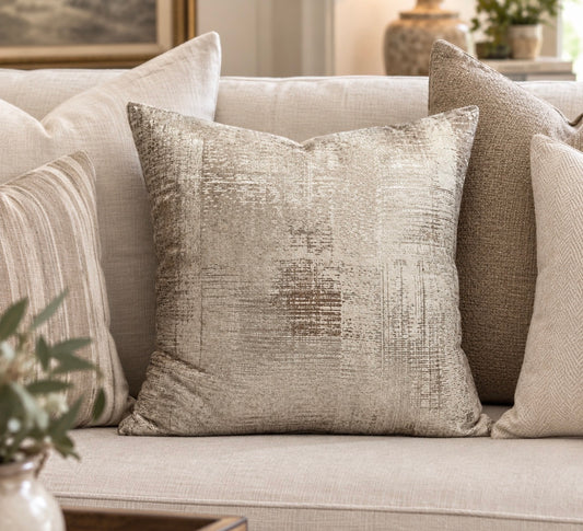 20” Square Cotton Blend Velvet Printed Pillow with Silver