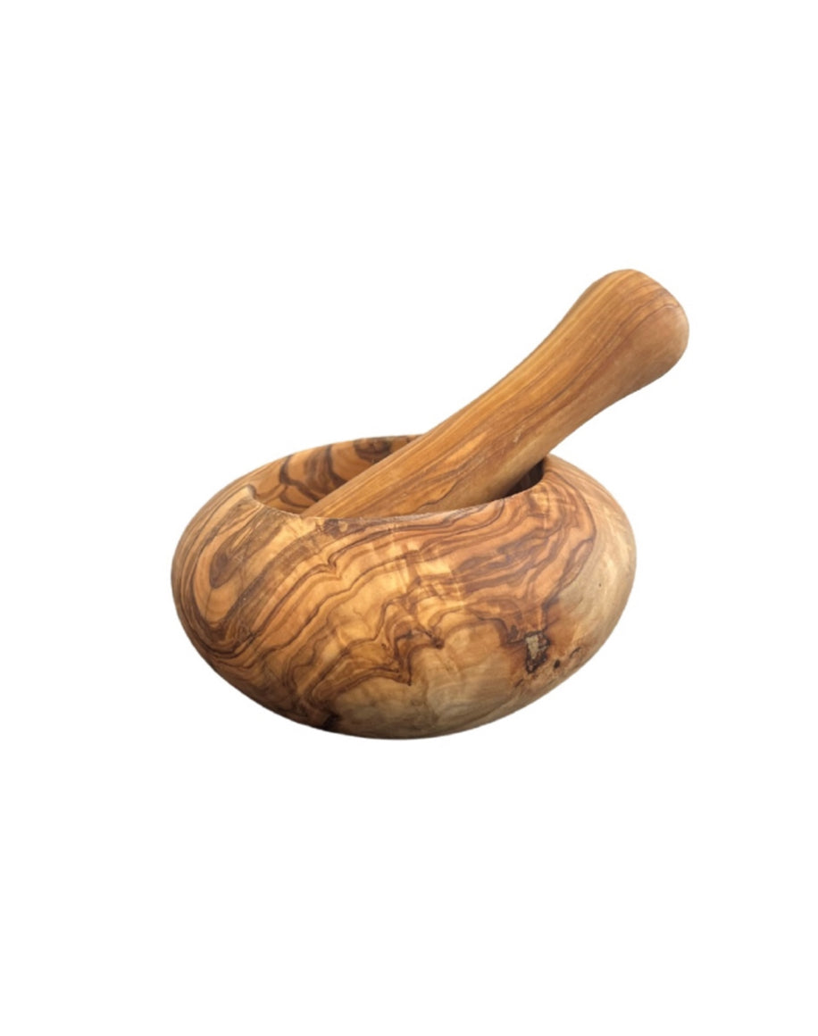 Round Mortar Dia 5.9” Olive Wood