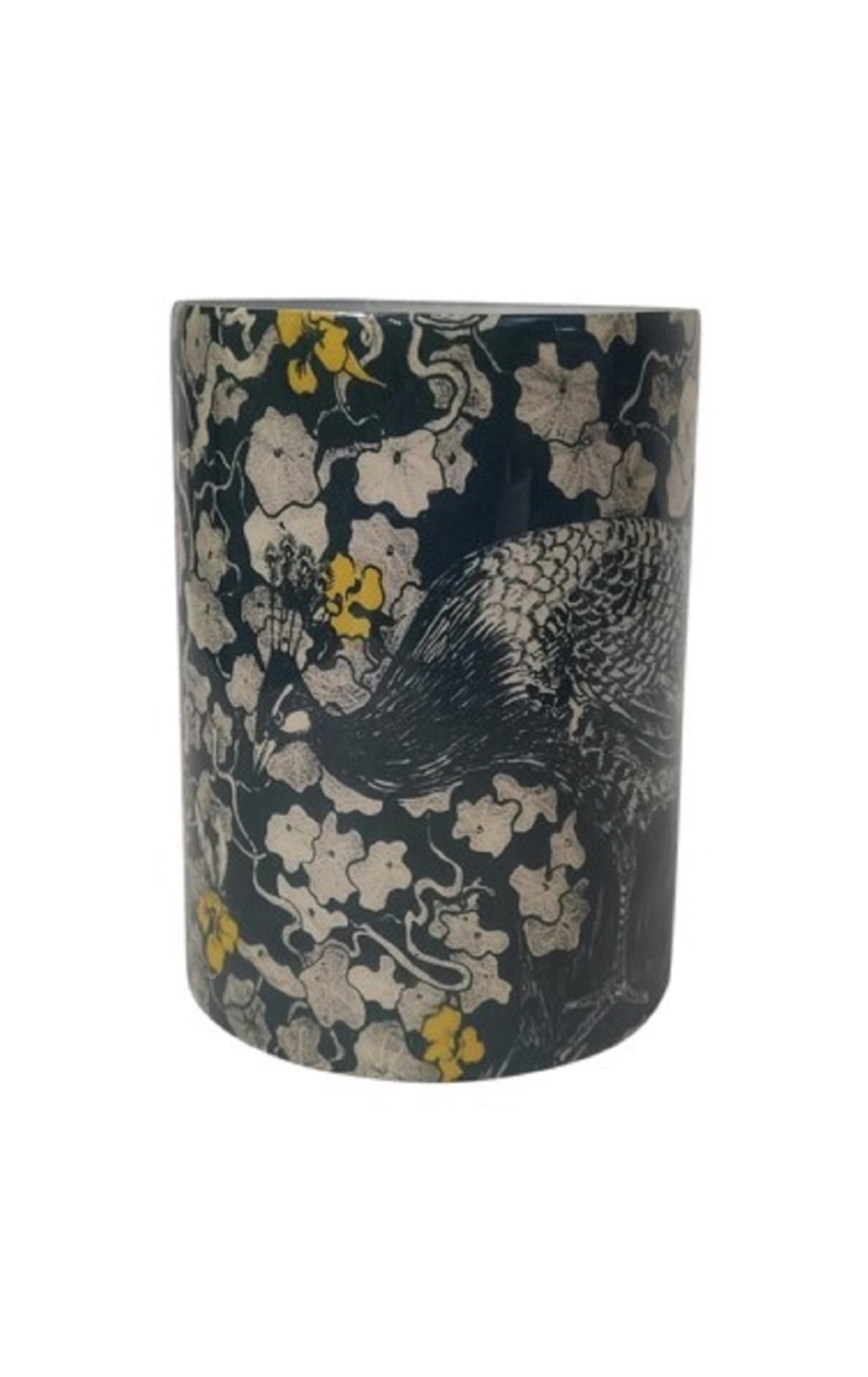 Large Glass Peacock Print Votive Holder