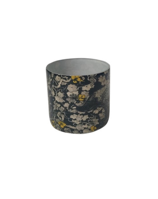 Medium Glass Peacock Print Votive Holder