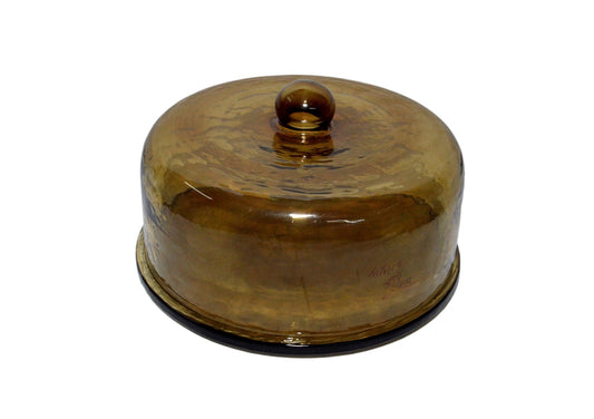 Cake Recycled Glass Dome w/Plate Diameter 11.3” Olive