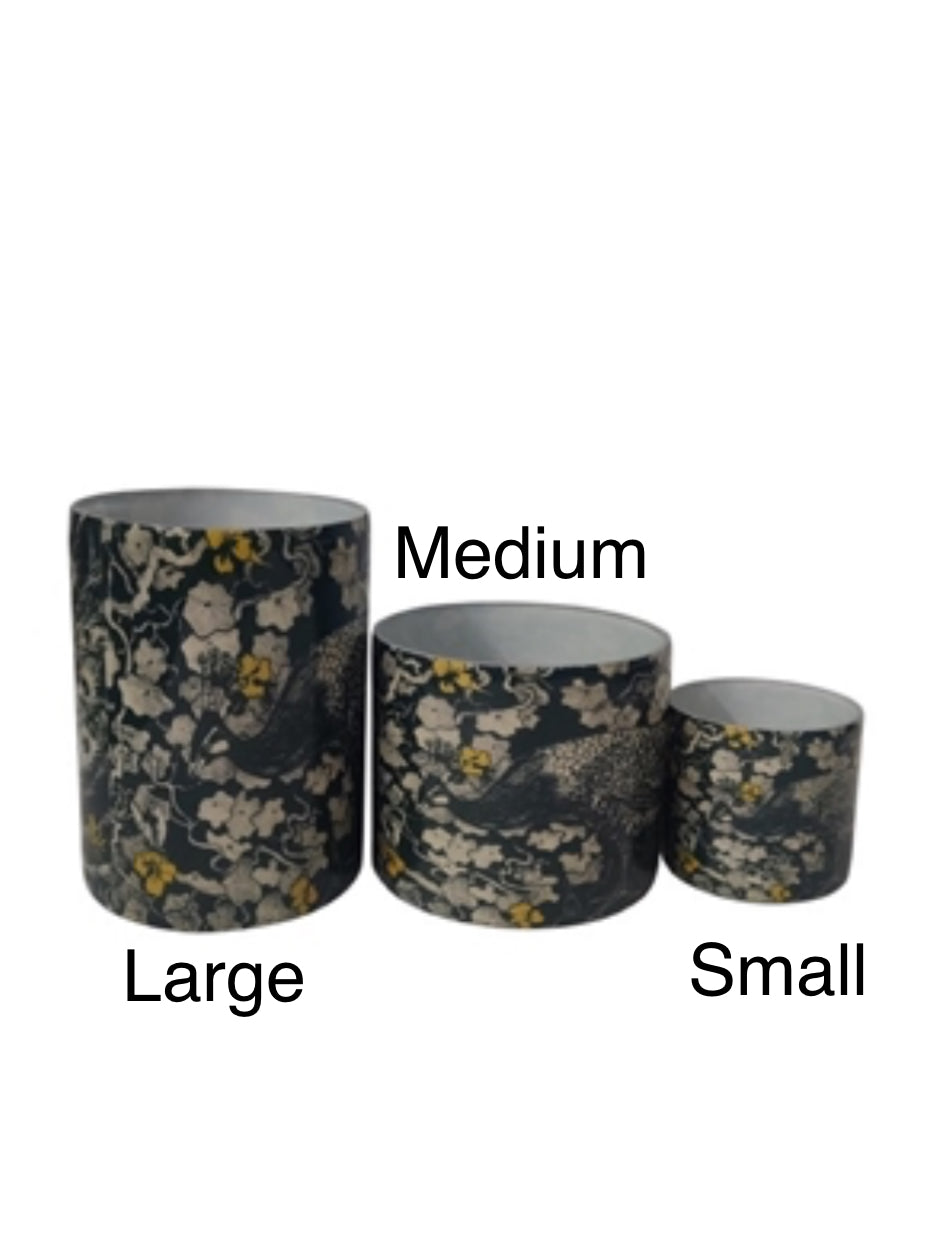 Large Glass Peacock Print Votive Holder