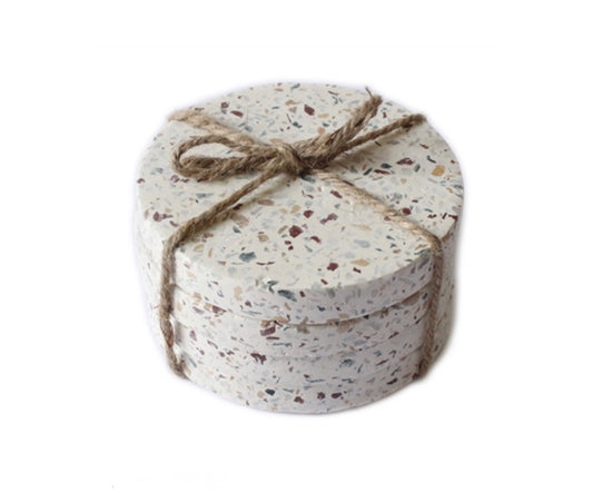 Set of 4 Terrazzo Round Coasters w/ Twine