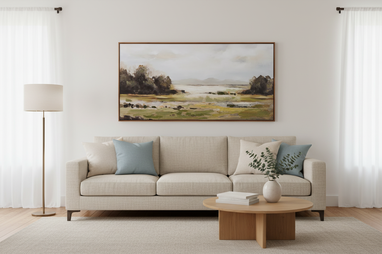 Wood Framed Canvas Wall Decor with Landscape