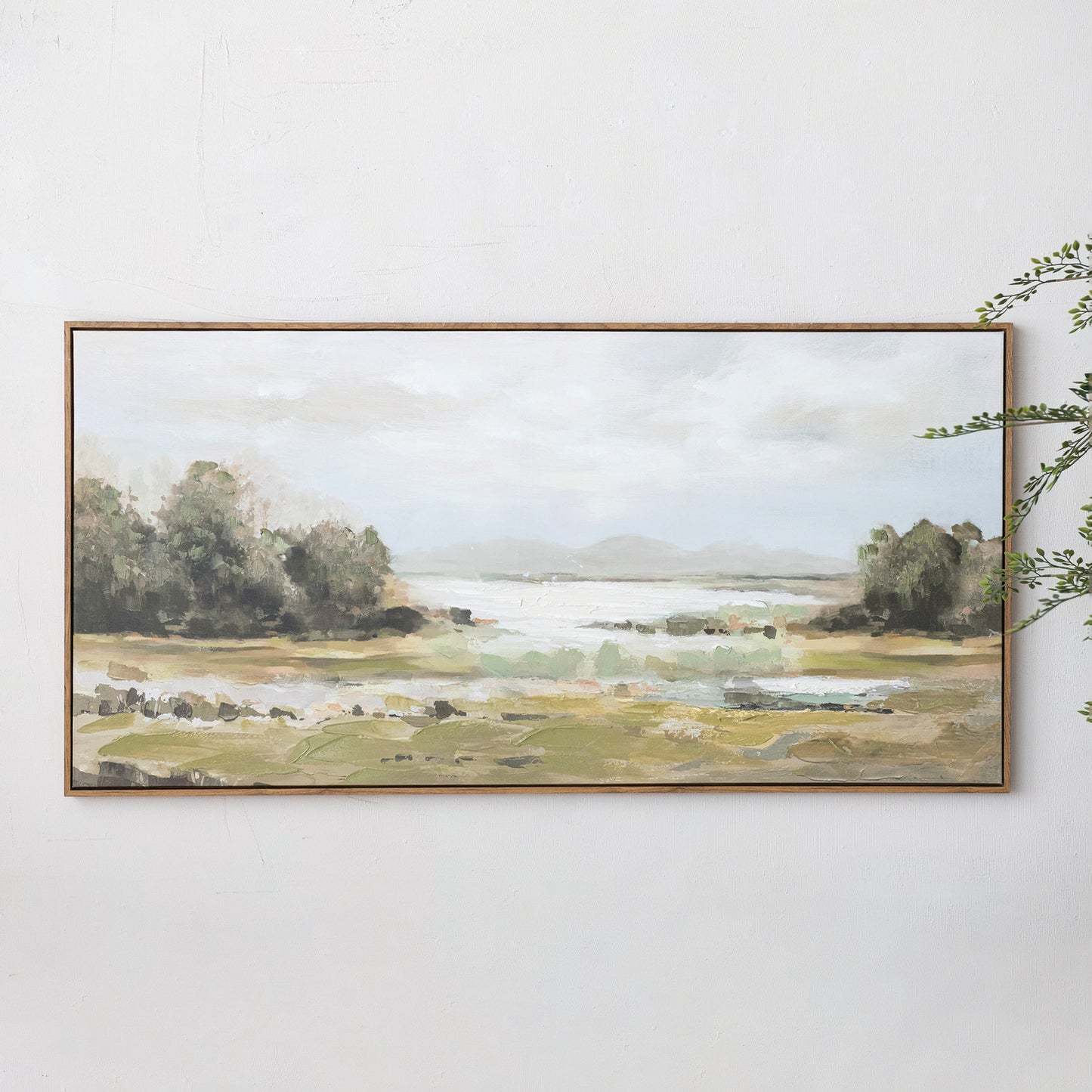Wood Framed Canvas Wall Decor with Landscape