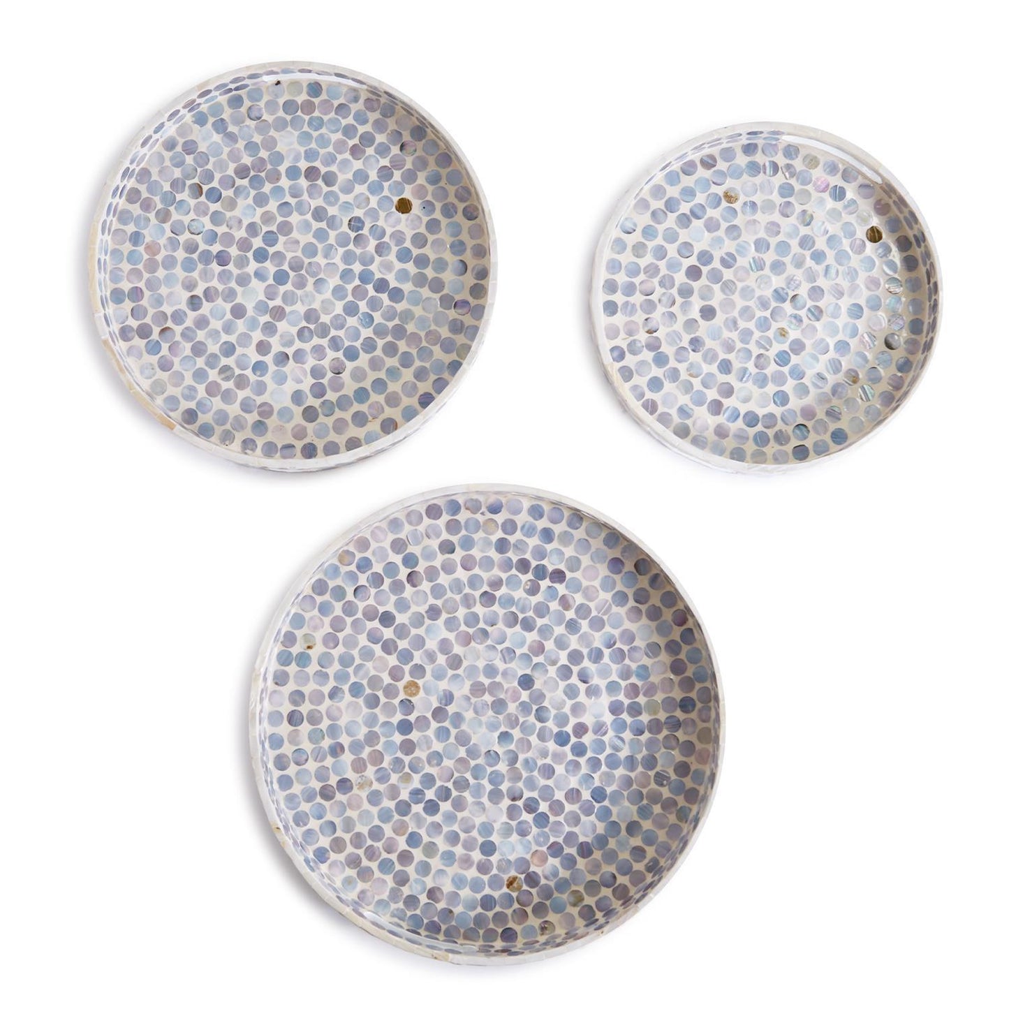 Mother of Pearl Gallery Tray with Dot Pattern-Small Round