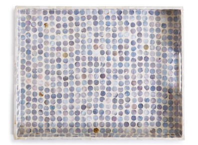 Mother of Pearl Gallery Tray with Dot Pattern-Large Rectangle