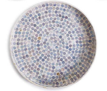 Mother of Pearl Gallery Tray with Dot Pattern-Large Round