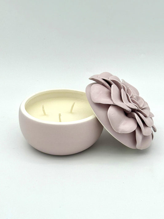 Lavendar La La Ceramic Flower Candle