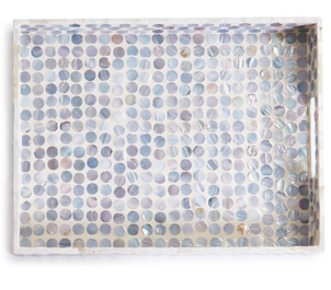 Mother of Pearl Gallery Tray with Dot Pattern-Medium Rectangle
