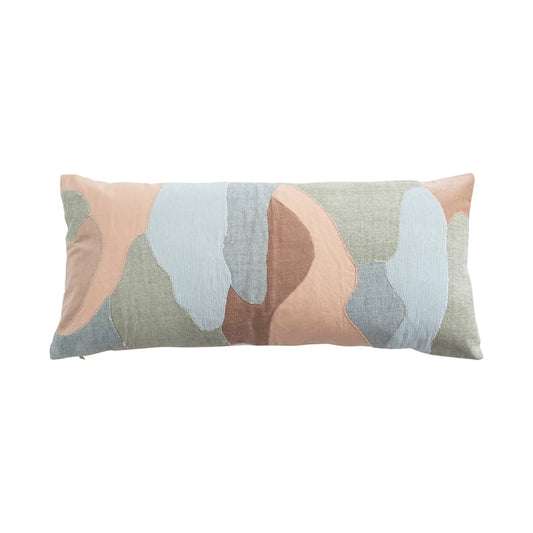 Cotton Blend Patchwork Lumbar Pillow