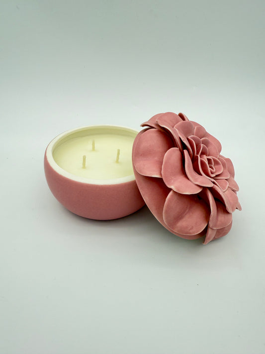 Pink Pepper Fruit Ceramic Flower Candle