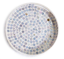 Mother of Pearl Gallery Tray with Dot Pattern-Small Round