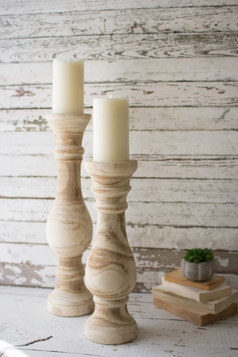 Turned Wooden Candle Holders