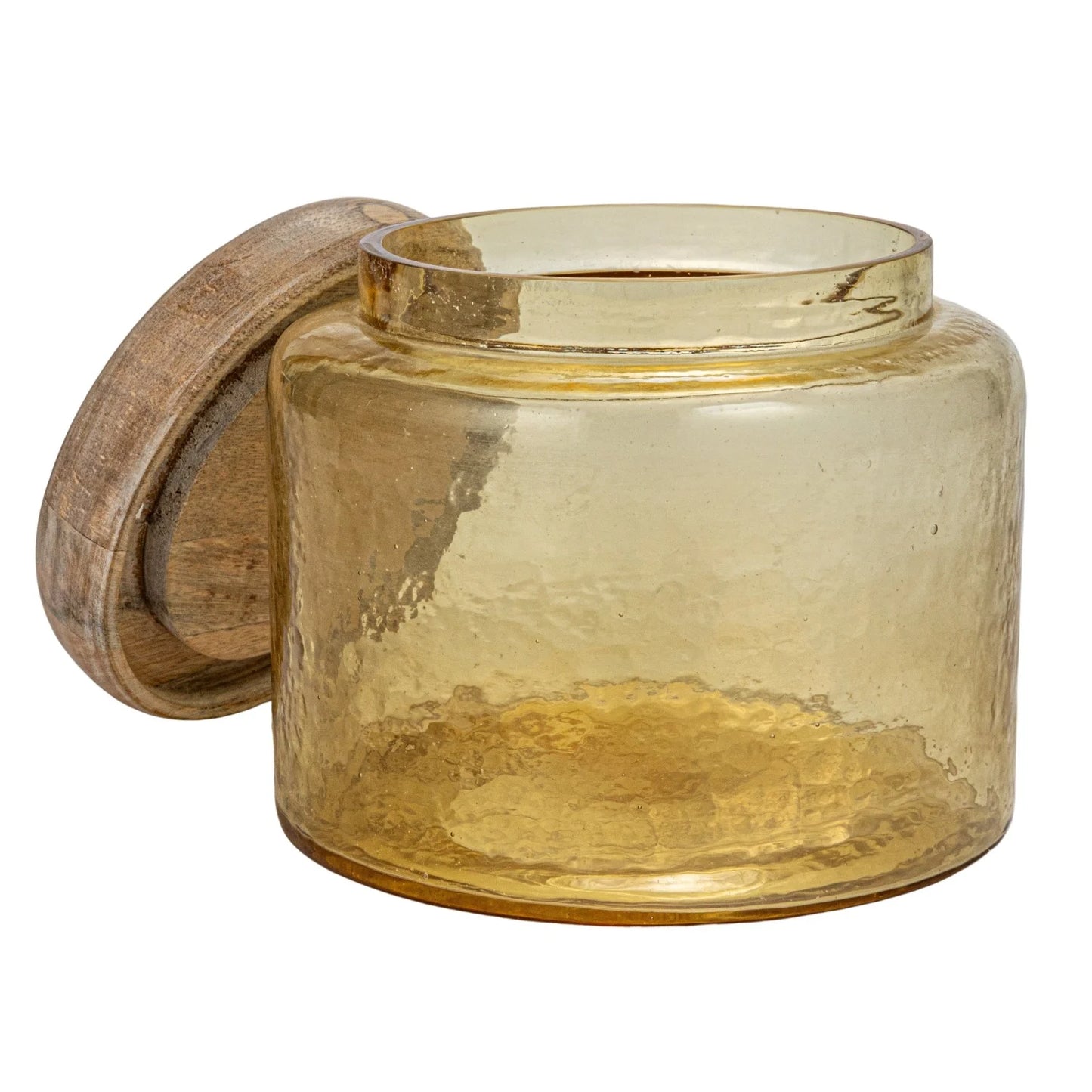 1-1/2 Quart Hammered Glass Jar w/ Mango Wood Lid